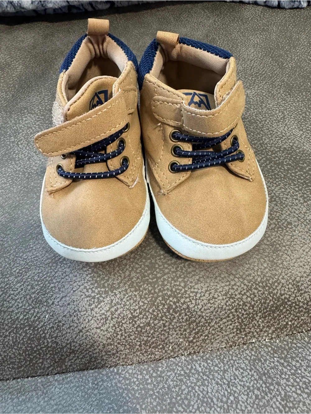 Avalanche Tan and Navy Baby High-Top Sneakers